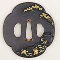 Sword Guard (Tsuba), Copper-gold alloy (shakudō), gold, silver, Japanese
