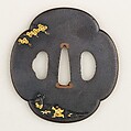 Sword Guard (Tsuba), Copper-gold alloy (shakudō), gold, silver, Japanese