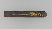 Knife Handle (Kozuka), Iron, copper-gold alloy (shakudō), copper-silver alloy (shibuichi), gold, Japanese