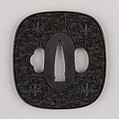 Sword Guard (Tsuba), Copper-gold alloy (shakudō), copper, Japanese