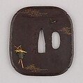 Sword Guard (Tsuba), Iron, copper-gold alloy (shakudō), gold, copper, Japanese