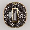 Sword Guard (Tsuba), Iron, gold, copper, Japanese