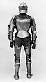 Composed Armor, Right pauldron (shoulder defense) marked by Matthes Deutsch (German, Landshut, documented 1485–1505), Steel, iron, copper alloy (latten), leather, brass, European, Italian and German