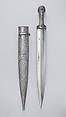 Dagger (Kindjal) with Sheath, Steel, wood, silver, niello, Caucasian, possibly northern Dagestan