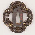 Sword Guard (<i>Tsuba</i>) With the Motif of Autumnal Vegetation (秋草透鐔), Mitsunobu (Japanese, Mino province, active 17th century), Iron, gold, copper, silver-copper alloy (<i>shibuichi</i>), Japanese