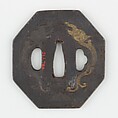 Sword Guard (<i>Tsuba</i>) With the Motif of Two Rain Dragons (双雨龍図南蛮鐔), Iron, copper, silver, silver-copper alloy (shibuichi), Japanese