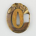 Sword Guard (<i>Tsuba</i>) Depicting Hanshan and Shide (寒山拾得図鐔), Brass (sentoku), gold, copper, Japanese