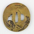 Sword Guard (<i>Tsuba</i>) With <i>Shishi</i> Lion and Peonies Motif (獅子牡丹図鐔), Brass (sentoku), Japanese