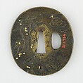Sword Guard (<i>Tsuba</i>) Depicting Shōki the Demon Queller (鬼鍾馗図鐔), Possibly bronze, gold, copper, Japanese