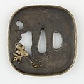 Sword Guard (<i>Tsuba</i>) Depicting Eagle Preying on Monkey (猿捕食猛禽図鐔), Possibly copper-silver alloy shibuichi), gold, silver, copper, Japanese