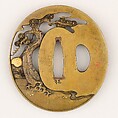 Sword Guard (<i>Tsuba</i>) Depicting Ebisu (恵比須図鐔), Copper alloy (sentoku), gold, copper, copper-gold alloy (shakudō), Japanese