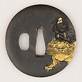 Sword Guard (Tsuba), Copper-silver alloy shibuichi), gold, copper, Japanese