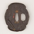 Sword guard (<i>Tsuba</i>) Depicting Comical Character Hyottoko (火男図鐔), Iron, copper, gold, Japanese