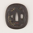 Sword Guard (Tsuba), Iron, gold, silver, copper-gold alloy (shakudō), copper, Japanese