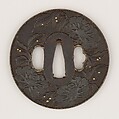 Sword Guard (Tsuba), Iron, gold, copper, Japanese