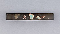 Knife Handle (Kozuka), Copper-silver alloy (shibuichi), silver, shell, Japanese