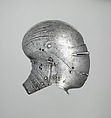 Close Helmet, Hans Maystetter (Austrian, Innsbruck, documented 1508–33), Steel, leather, Austrian, Innsbruck
