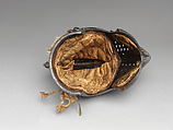 Close Helmet for the Tourney, Steel, brass, canvas, silk, German, Augsburg
