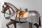 Horse Armor Probably Made for Count  Antonio IV Collalto (1548–1620), Steel, leather, copper alloy, textile, Italian, probably Brescia