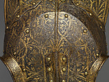 Armor for Heavy Cavalry with Matching Shaffron (Horse's Head Defense), Steel, gold, leather, textile, French