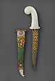Dagger with Sheath, Steel, nephrite, gold, emeralds, rubies, diamonds, ray skin, Indian