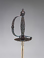 Smallsword, known as a Mourning Sword, Steel, textile, British