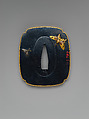 Sword Guard (<i>Tsuba</i>) Depicting Peony and Butterflies (菊に蝶図鐔), Copper, copper-gold alloy (<i>shakudō</i>), silver, gold, bronze, Japanese