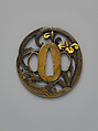 Sword Guard (Tsuba), Copper-silver alloy shibuichi), gold, copper, Japanese