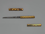 Knife Handle (<i>Kozuka</i>) With Lotus Motif (蓮図小柄), Copper, copper-silver alloy (<i>shibuichi</i>), gold, Japanese