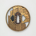 Sword Guard (<i>Tsuba</i>), Inscribed by Bairyūken Kiyotatsu (Japanese, active late 18th century), Iron, gold, copper-gold alloy (<i>shakudō</i>), Japanese