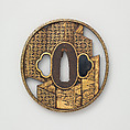 Sword Guard (<i>Tsuba</i>), Inscribed by Bairyūken Kiyotatsu (Japanese, active late 18th century), Iron, gold, copper-gold alloy (<i>shakudō</i>), Japanese