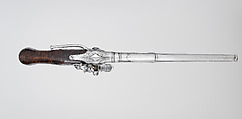 Repeating Flintlock Pistol, Michele Lorenzoni (Italian, active in Florence, died 1733), Steel, wood, silver, Italian, Florence