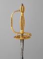 Smallsword with Scabbard, Gold, steel, copper alloy, wood, vellum, felt, gemstone, hilt and scabbard, probably Spanish; blade, German, Solingen