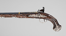 Pair of Flintlock Pistols, Henry Hadley (British, London, active 1734, d. 1773), Steel, wood (walnut), silver, gold, copper alloy, British, London