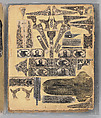 Workbook Recording the Engraved Firearms Ornament of Louis D. Nimschke (1832–1904), Louis Daniel Nimschke (American, born Ebersdorf, Reuss Schleiz, Germany July 14, 1832–April 9, 1904 Brooklyn, New York), Ink on paper, leather binding, American, New York