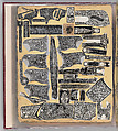 Workbook Recording the Engraved Firearms Ornament of Louis D. Nimschke (1832–1904), Louis Daniel Nimschke (American, born Ebersdorf, Reuss Schleiz, Germany July 14, 1832–April 9, 1904 Brooklyn, New York), Ink on paper, leather binding, American, New York