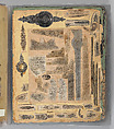 Workbook Recording the Engraved Firearms Ornament of Louis D. Nimschke (1832–1904), Louis Daniel Nimschke (American, born Ebersdorf, Reuss Schleiz, Germany July 14, 1832–April 9, 1904 Brooklyn, New York), Ink on paper, leather binding, American, New York
