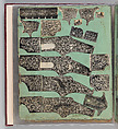 Workbook Recording the Engraved Firearms Ornament of Louis D. Nimschke (1832–1904), Louis Daniel Nimschke (American, born Ebersdorf, Reuss Schleiz, Germany July 14, 1832–April 9, 1904 Brooklyn, New York), Ink on paper, leather binding, American, New York