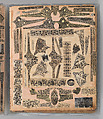 Workbook Recording the Engraved Firearms Ornament of Louis D. Nimschke (1832–1904), Louis Daniel Nimschke (American, born Ebersdorf, Reuss Schleiz, Germany July 14, 1832–April 9, 1904 Brooklyn, New York), Ink on paper, leather binding, American, New York