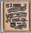 Workbook Recording the Engraved Firearms Ornament of Louis D. Nimschke (1832–1904), Louis Daniel Nimschke (American, born Ebersdorf, Reuss Schleiz, Germany July 14, 1832–April 9, 1904 Brooklyn, New York), Ink on paper, leather binding, American, New York