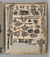 Workbook Recording the Engraved Firearms Ornament of Louis D. Nimschke (1832–1904), Louis Daniel Nimschke (American, born Ebersdorf, Reuss Schleiz, Germany July 14, 1832–April 9, 1904 Brooklyn, New York), Ink on paper, leather binding, American, New York