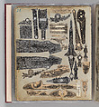 Workbook Recording the Engraved Firearms Ornament of Louis D. Nimschke (1832–1904), Louis Daniel Nimschke (American, born Ebersdorf, Reuss Schleiz, Germany July 14, 1832–April 9, 1904 Brooklyn, New York), Ink on paper, leather binding, American, New York