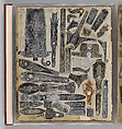 Workbook Recording the Engraved Firearms Ornament of Louis D. Nimschke (1832–1904), Louis Daniel Nimschke (American, born Ebersdorf, Reuss Schleiz, Germany July 14, 1832–April 9, 1904 Brooklyn, New York), Ink on paper, leather binding, American, New York