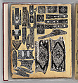 Workbook Recording the Engraved Firearms Ornament of Louis D. Nimschke (1832–1904), Louis Daniel Nimschke (American, born Ebersdorf, Reuss Schleiz, Germany July 14, 1832–April 9, 1904 Brooklyn, New York), Ink on paper, leather binding, American, New York