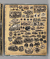 Workbook Recording the Engraved Firearms Ornament of Louis D. Nimschke (1832–1904), Louis Daniel Nimschke (American, born Ebersdorf, Reuss Schleiz, Germany July 14, 1832–April 9, 1904 Brooklyn, New York), Ink on paper, leather binding, American, New York