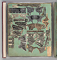 Workbook Recording the Engraved Firearms Ornament of Louis D. Nimschke (1832–1904), Louis Daniel Nimschke (American, born Ebersdorf, Reuss Schleiz, Germany July 14, 1832–April 9, 1904 Brooklyn, New York), Ink on paper, leather binding, American, New York