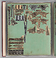Workbook Recording the Engraved Firearms Ornament of Louis D. Nimschke (1832–1904), Louis Daniel Nimschke (American, born Ebersdorf, Reuss Schleiz, Germany July 14, 1832–April 9, 1904 Brooklyn, New York), Ink on paper, leather binding, American, New York