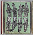 Workbook Recording the Engraved Firearms Ornament of Louis D. Nimschke (1832–1904), Louis Daniel Nimschke (American, born Ebersdorf, Reuss Schleiz, Germany July 14, 1832–April 9, 1904 Brooklyn, New York), Ink on paper, leather binding, American, New York