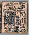 Workbook Recording the Engraved Firearms Ornament of Louis D. Nimschke (1832–1904), Louis Daniel Nimschke (American, born Ebersdorf, Reuss Schleiz, Germany July 14, 1832–April 9, 1904 Brooklyn, New York), Ink on paper, leather binding, American, New York