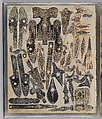 Workbook Recording the Engraved Firearms Ornament of Louis D. Nimschke (1832–1904), Louis Daniel Nimschke (American, born Ebersdorf, Reuss Schleiz, Germany July 14, 1832–April 9, 1904 Brooklyn, New York), Ink on paper, leather binding, American, New York